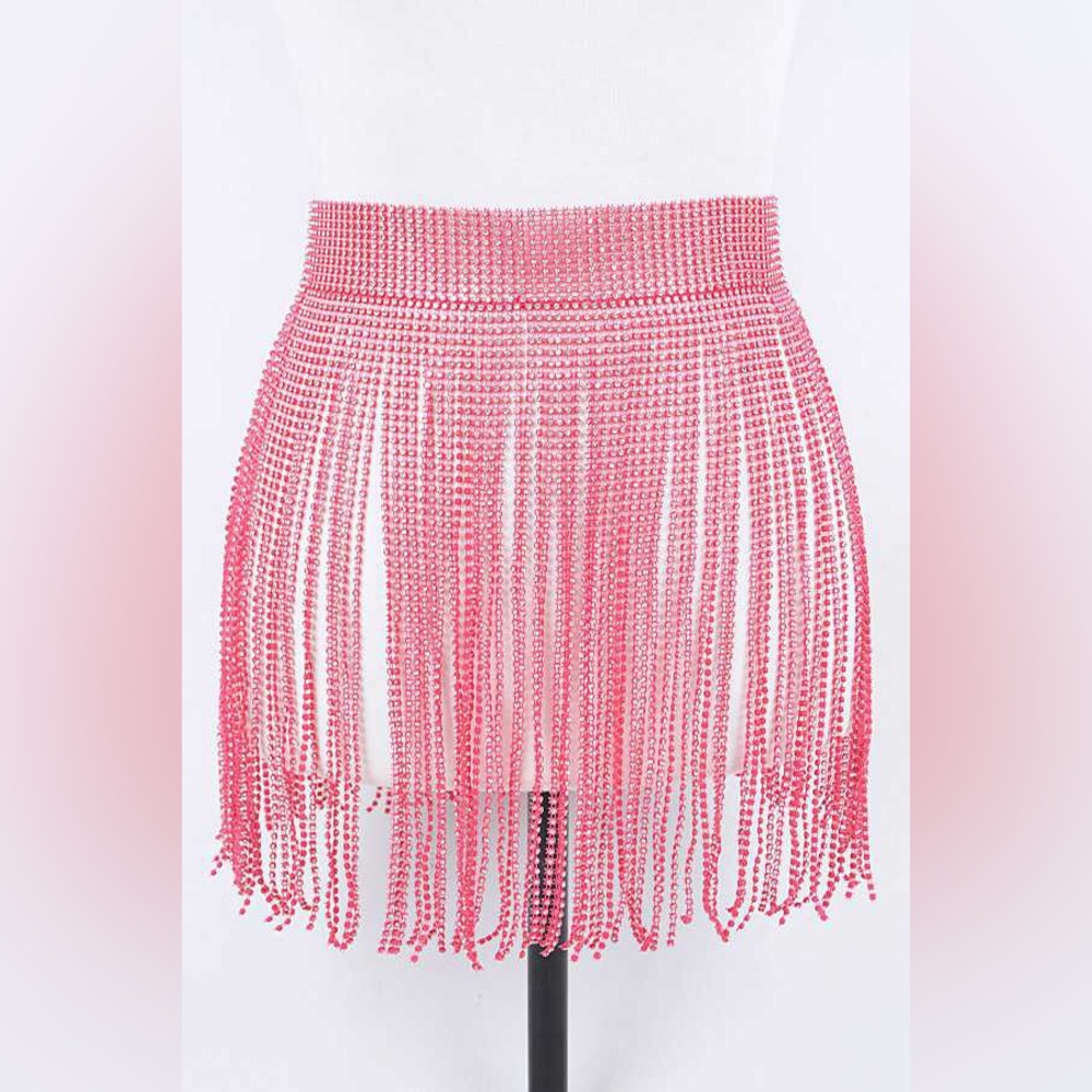 Rhinestone Fringe Chain Statement Belt - Picture 5 of 7